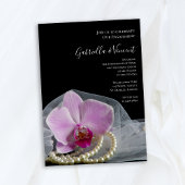 Roze orchidee en parels op de Zwarte Partij Kaart