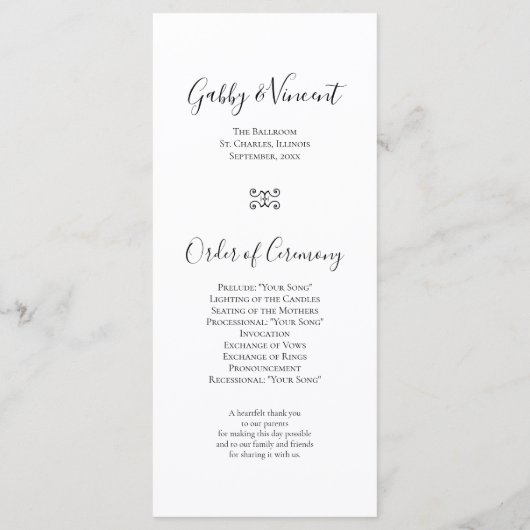 Roze orchidee en parels op het programma voor een  programmakaart (Achterkant)