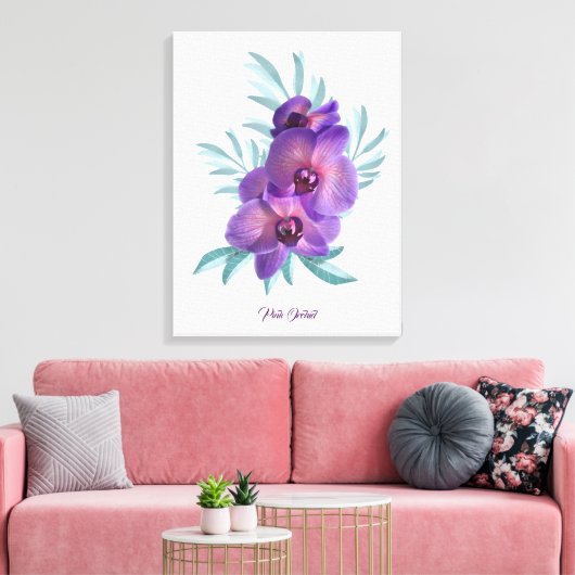 Roze Orchidee Floral Canvas Wall Art Poster (Insitu (Woonkamer))