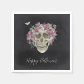 Roze orchidee Floral Skull Halloween Party Servet (Voorkant)