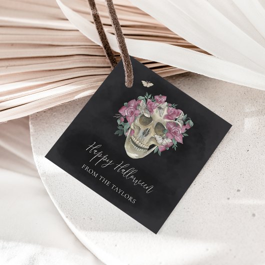 Roze orchidee Floral Skull Persoonlijk Halloween Bedankjes Labels