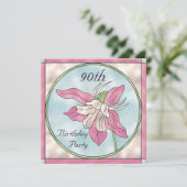 Roze orchidee glassiseffect 90e verjaardag kaart (Staand voorkant)