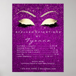 Roze Orchidee Goud Confetti make-up wimpers prijsl Poster