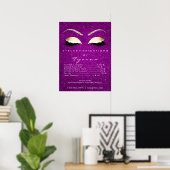 Roze Orchidee Goud Make-up Artiest Lashes Prijslij Poster (Thuiskantoor)