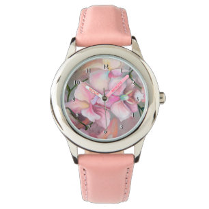 Roze orchidee horloge