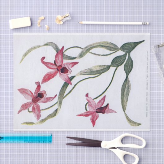  roze orchidee-illustratie tissuepapier (Craft)