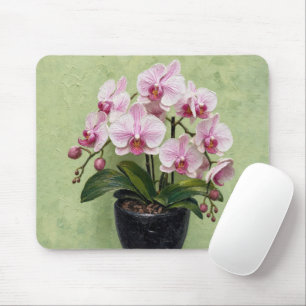 Roze Orchidee Impasto Kunstwerk Muismat