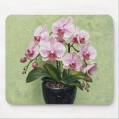 Roze Orchidee Impasto Kunstwerk Muismat (Voorkant)