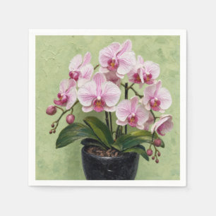 Roze Orchidee Impasto Kunstwerk Servet