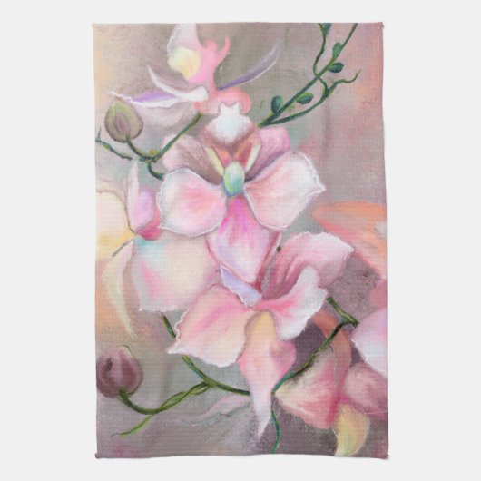 Roze orchidee keukenhanddoek (Verticaal)