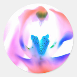 Roze orchidee klassieke ronde Stickers