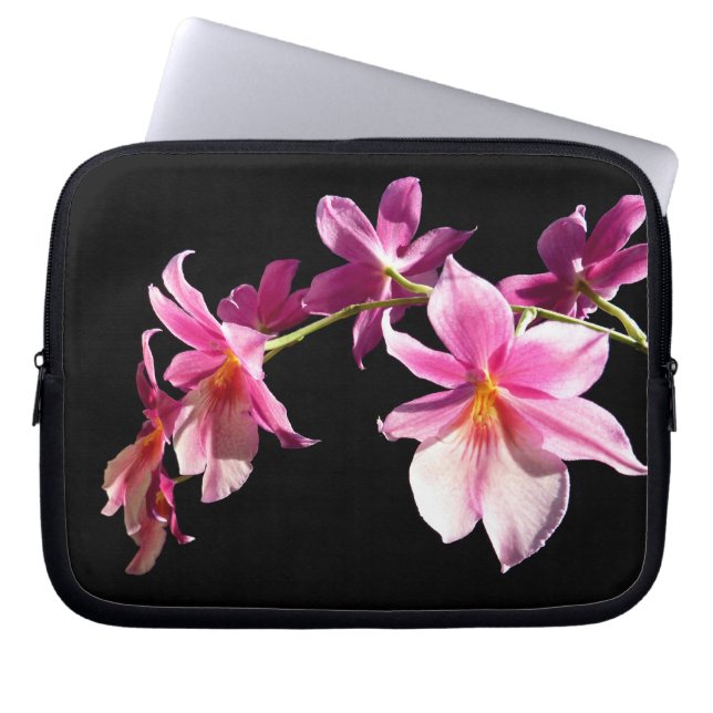 Roze orchidee. laptop sleeve (Voorkant)