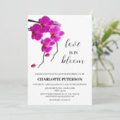 Roze orchidee liefde in het Vrijgezellenfeest Bloo Kaart (Staand voorkant)