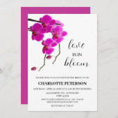 Roze orchidee liefde in het Vrijgezellenfeest Bloo Kaart (Voorkant / Achterkant)