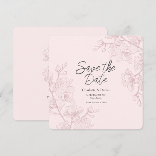 Roze orchidee momenten | Trouwen bewaar de datum Kaart (Voorkant / Achterkant)