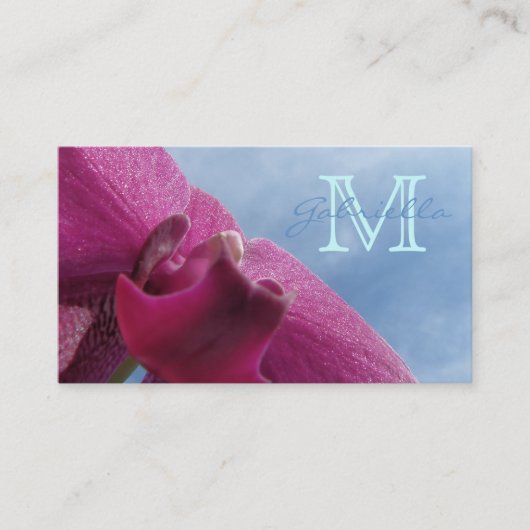 Roze orchidee : Monogram Visitekaartjes (Voorkant)