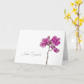 Roze Orchidee Naamkaart Kaart (Gele Bloem)