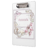 Roze orchidee, neushoorn, vlinder, delicaat klembord (Links)