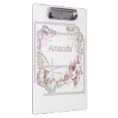 Roze orchidee, neushoorn, vlinder, delicaat klembord (Rechts)