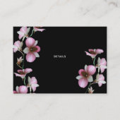 Roze orchidee op zwarte behuizingskaart informatiekaartje (Voorkant)
