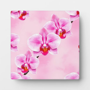 Roze Orchidee Patroon Tropisch Bloemig Zachte Past Fotoplaat