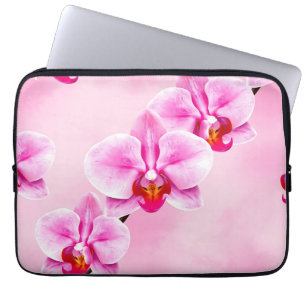 Roze Orchidee Patroon Tropisch Bloemig Zachte Past Laptop Sleeve