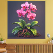 Roze Orchidee Plant Met Groene Bladeren Canvas Afdruk (Insitu (Woonkamer))