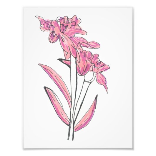 Roze Orchidee Print Foto Afdruk (Voorkant)