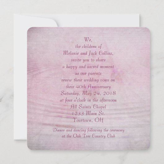 Roze orchidee ripple Wedding Vow Renewal Kaart (Achterkant)