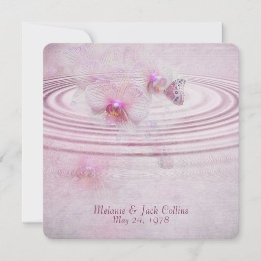 Roze orchidee ripple Wedding Vow Renewal Kaart (Voorkant)