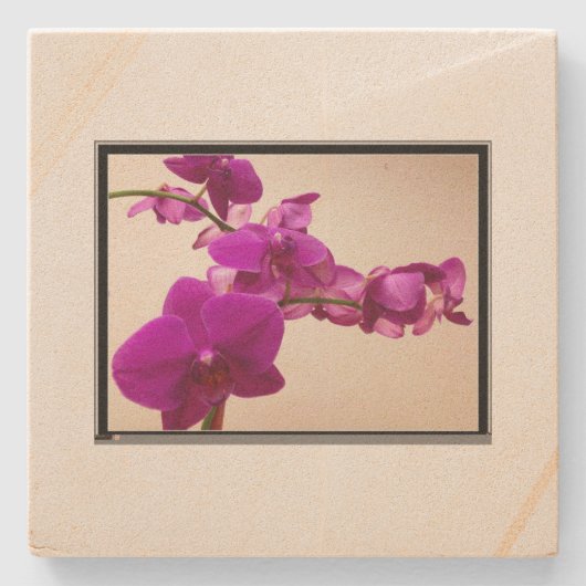 Roze orchidee stenen onderzetter (Voorkant)