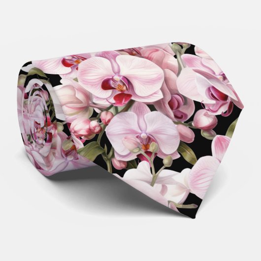 Roze orchidee Stropdas (Opgerold)