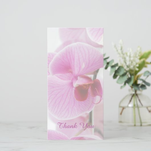 Roze orchidee sympathie / Memorial Bedankt (Staand voorkant)