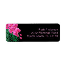 Roze orchidee Tropical Greenery Return Address