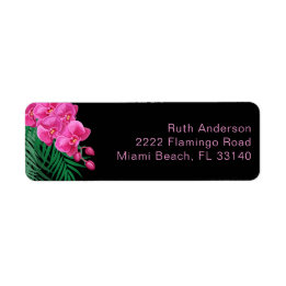 Roze orchidee Tropical Greenery Return Address Etiket