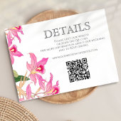 Roze Orchidee Tropische Bloemen Wedding Website QR Informatiekaartje