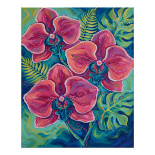 Roze Orchidee Tropische Bloemenkunst Perfect Poster
