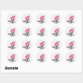 Roze Orchidee Tuin Bloem Bloem kunst Ronde Sticker (Vel)