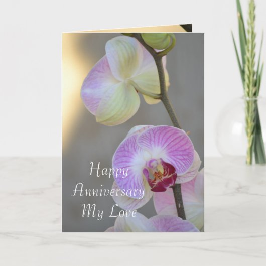 Roze Orchidee Uitdrukking Jubileum Kaart (Voorkant)