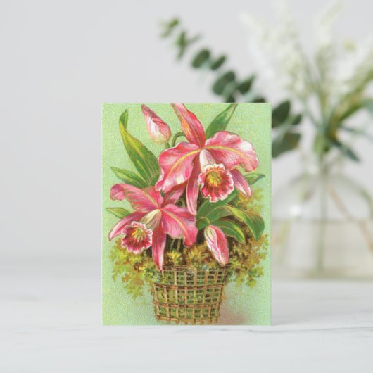 Roze orchidee ventilator briefkaart (Staand voorkant)