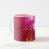 Roze orchidee ventilator tweekleurige koffiemok (Voorkant links)