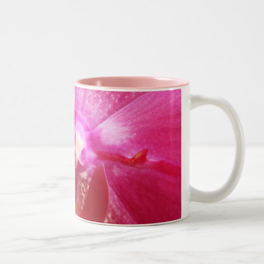 Roze orchidee ventilator tweekleurige koffiemok (Rechts)