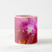 Roze orchidee ventilator tweekleurige koffiemok (Center)