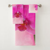 Roze orchidee ventilatorhanddoekset bad handdoek (Insitu)