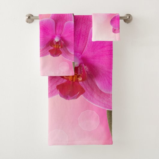 Roze orchidee ventilatorhanddoekset bad handdoek (Insitu)