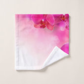 Roze orchidee ventilatorhanddoekset bad handdoek (Wasdoekje)