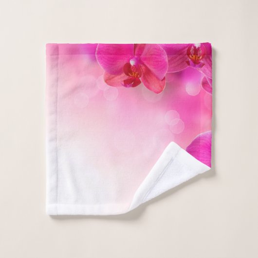 Roze orchidee ventilatorhanddoekset bad handdoek (Wasdoekje)