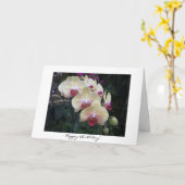 Roze Orchidee Verjaardag Kaart (Gele Bloem)