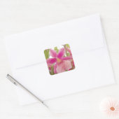 Roze Orchidee Vierkante Sticker (Envelop)