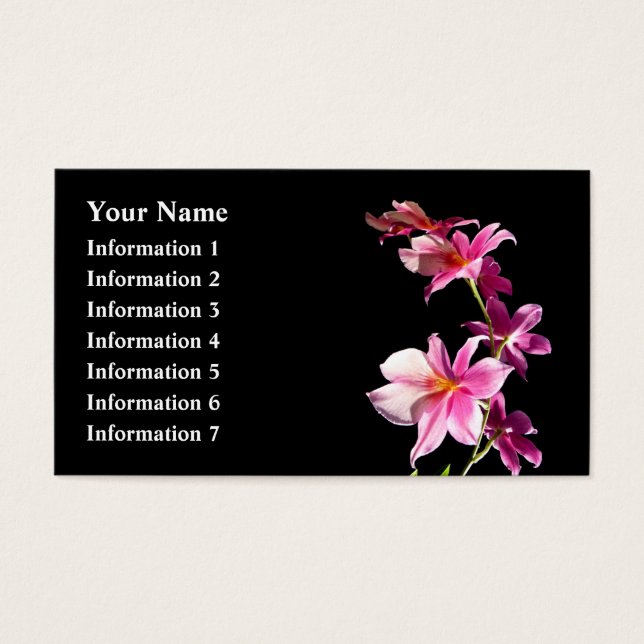 Roze orchidee. visitekaartje (Voorkant)